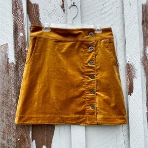 Anthropologie Women's Skirt 14 Orchard Velvet In Gold Maize Pail Asymmetric NWT